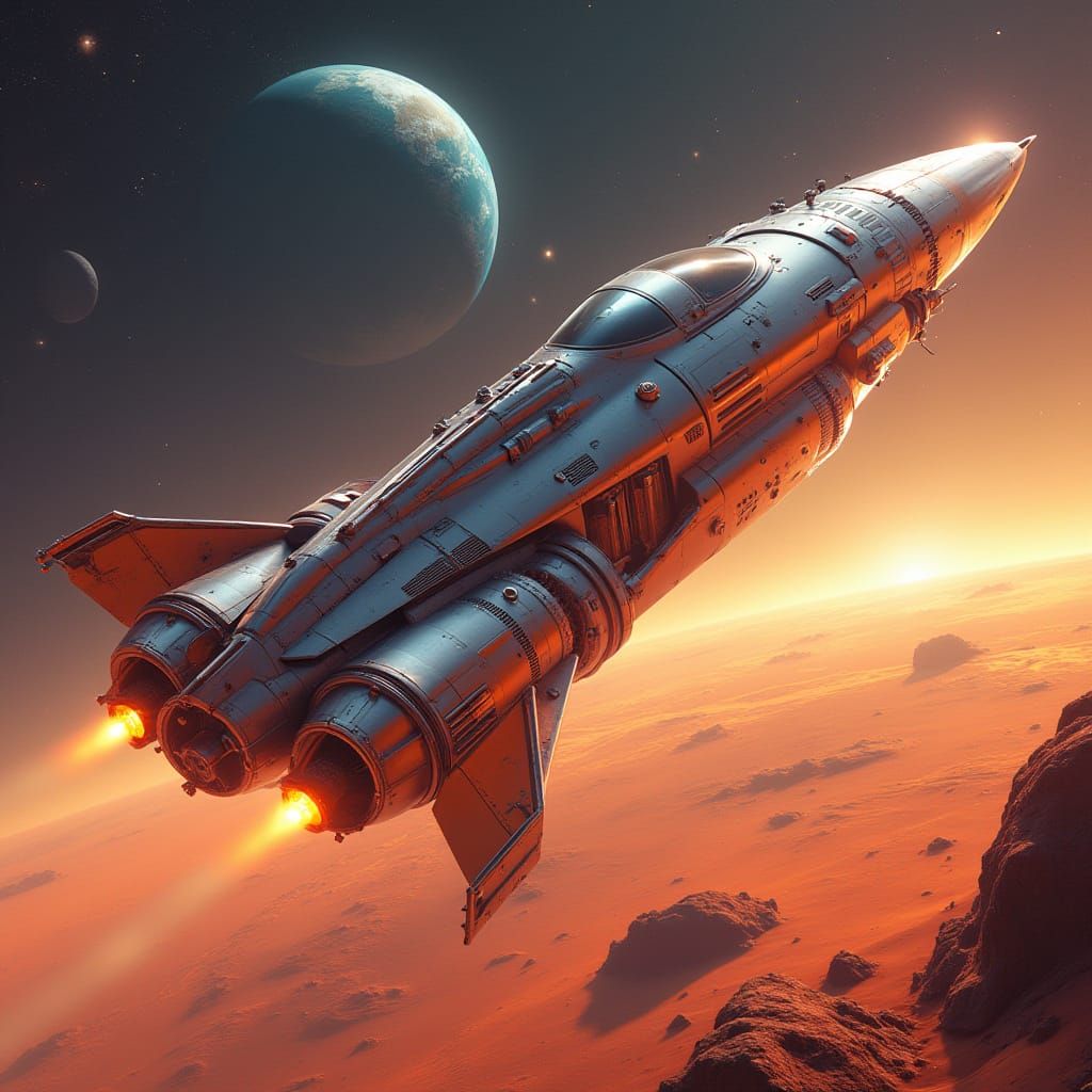 Futuristic Spacecraft Lands on Mars in 2050 3D Animation