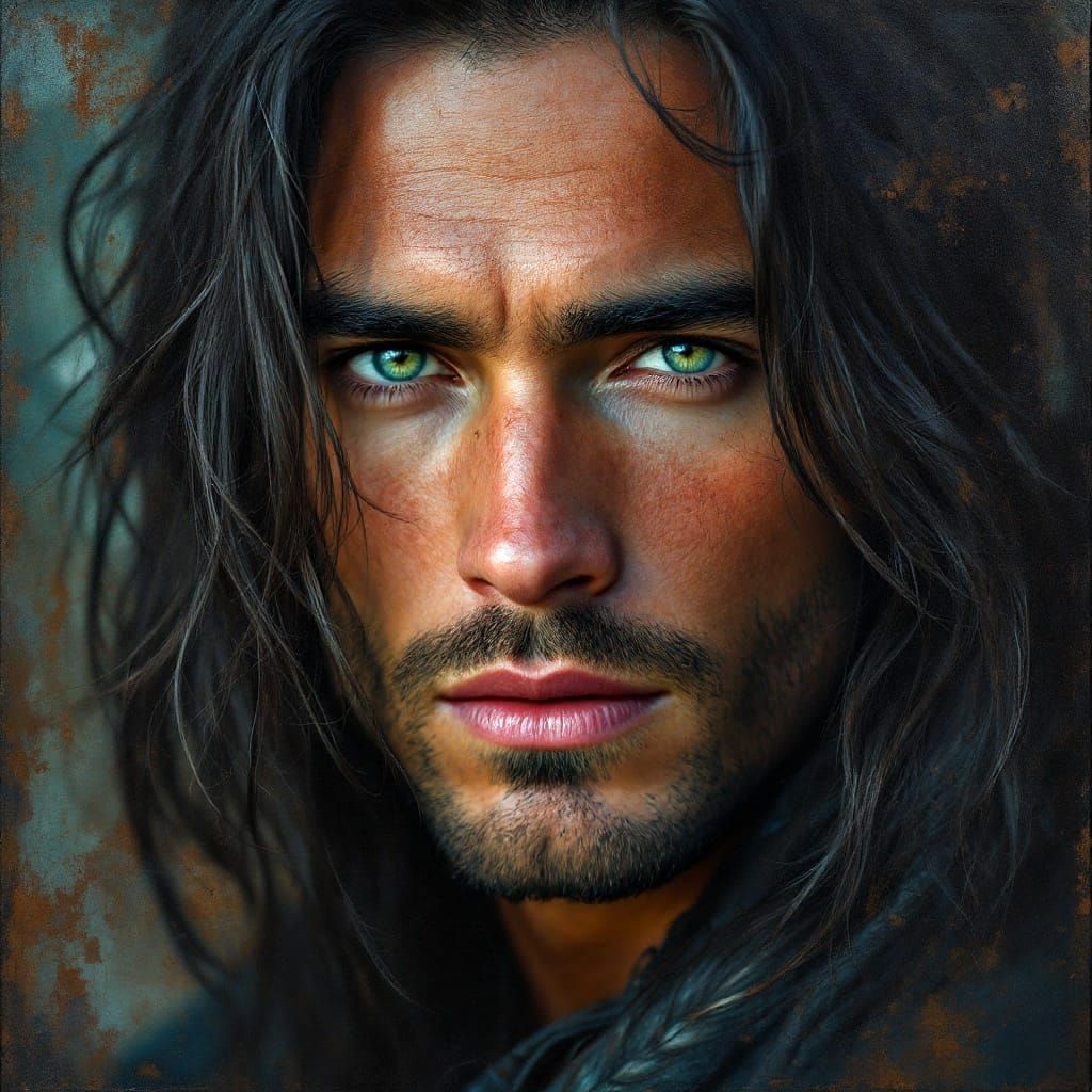 Elegant Male Portrait in Vibrant Oil Painting Style