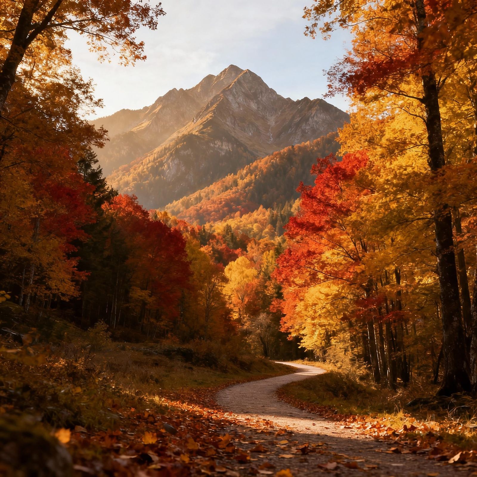 majestic mountains with a forest in the autumn