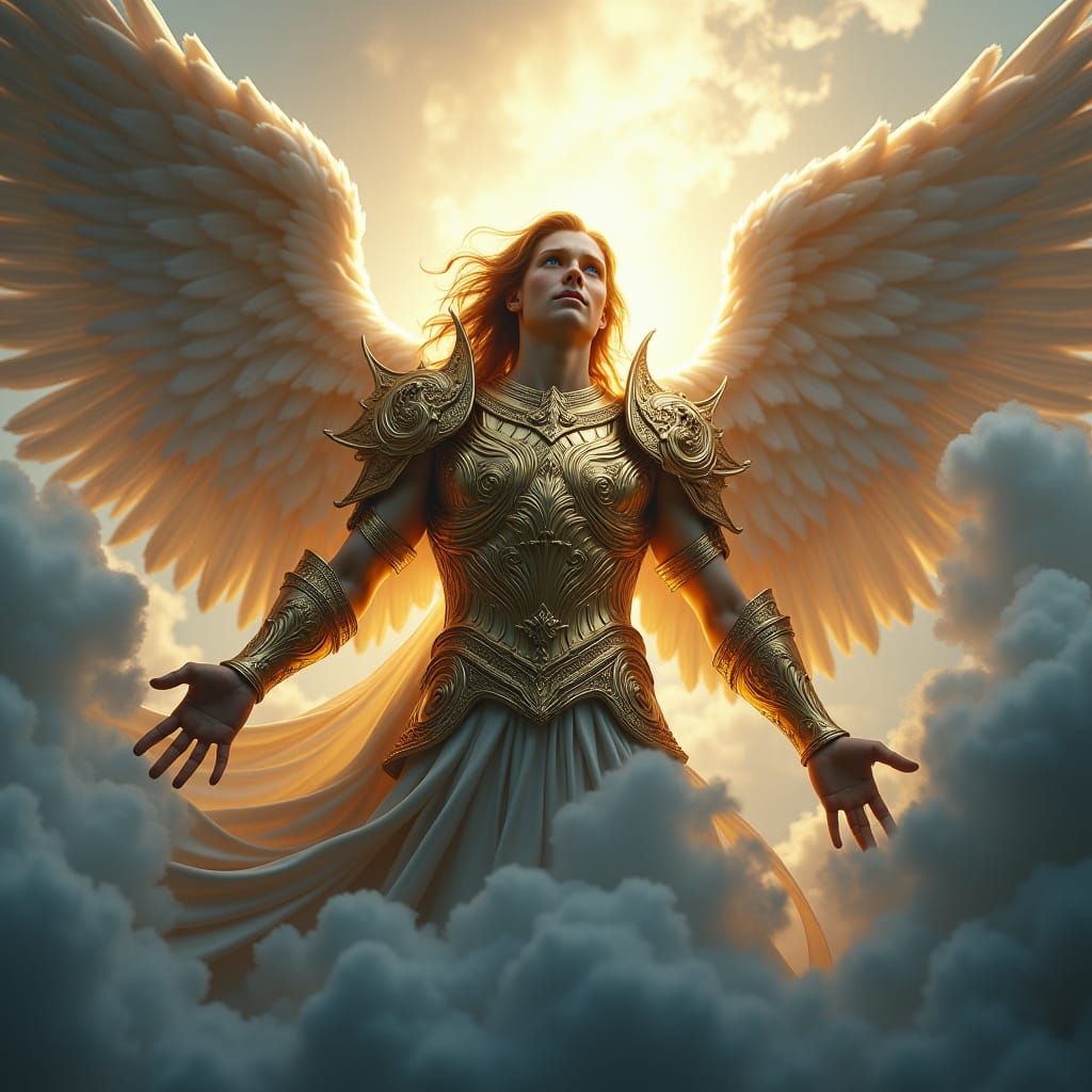 Archangel Michael in Divine Light, 8K Portrait