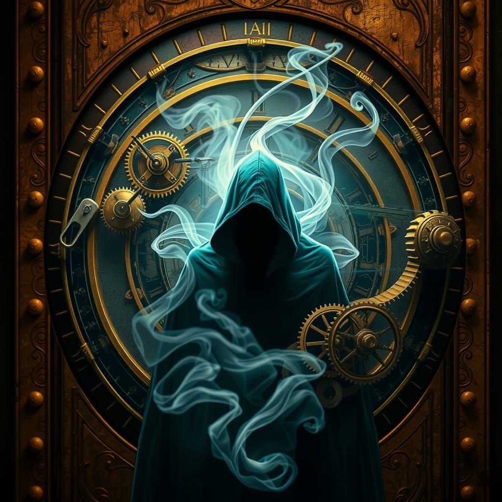 Steampunk Tarot Card with Mirrored Figure
