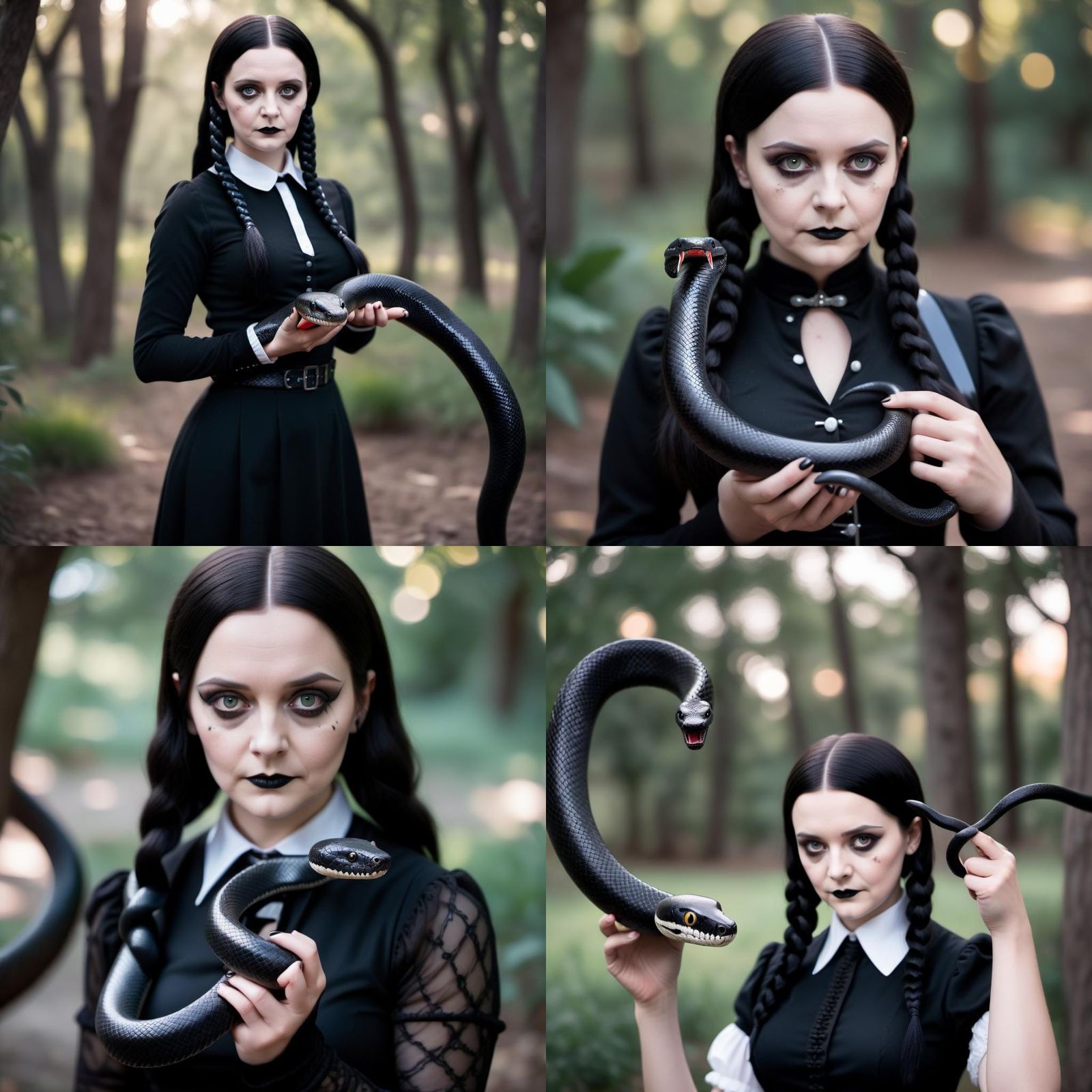 Wednesday Addams with Snake: Professional Photography