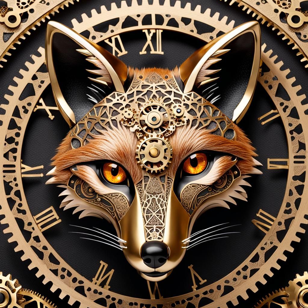 Clockwork Fox: Mechanical Beauty in Brass and Gears