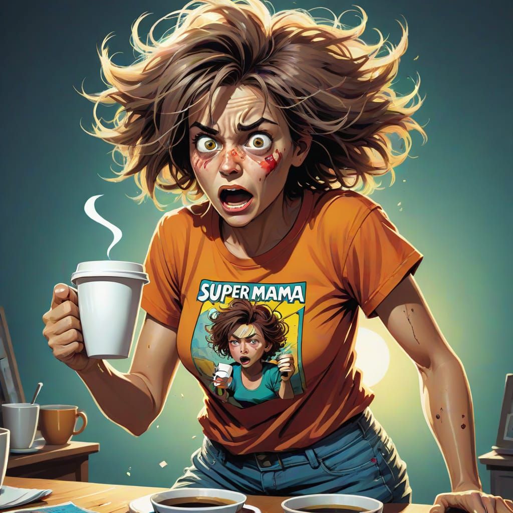 Super Mama Rushes to the Rescue in Comic Book Style