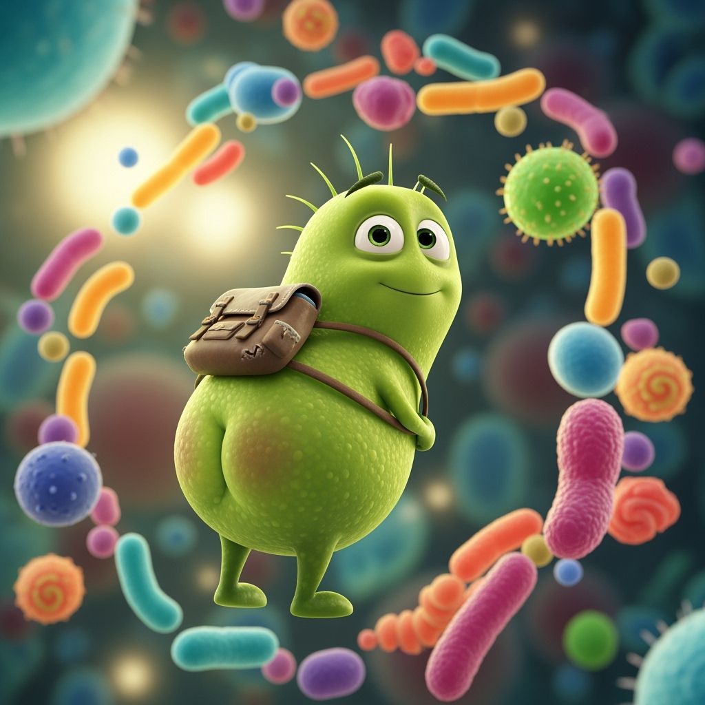 Anthropomorphic Bacteria in Microscopic World, Pixar Style