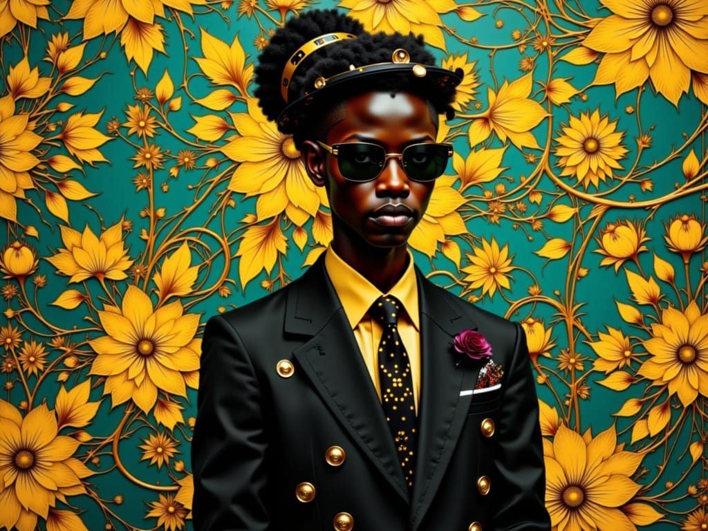 Steampunk Gentleman with African Patterns in Bright Colors