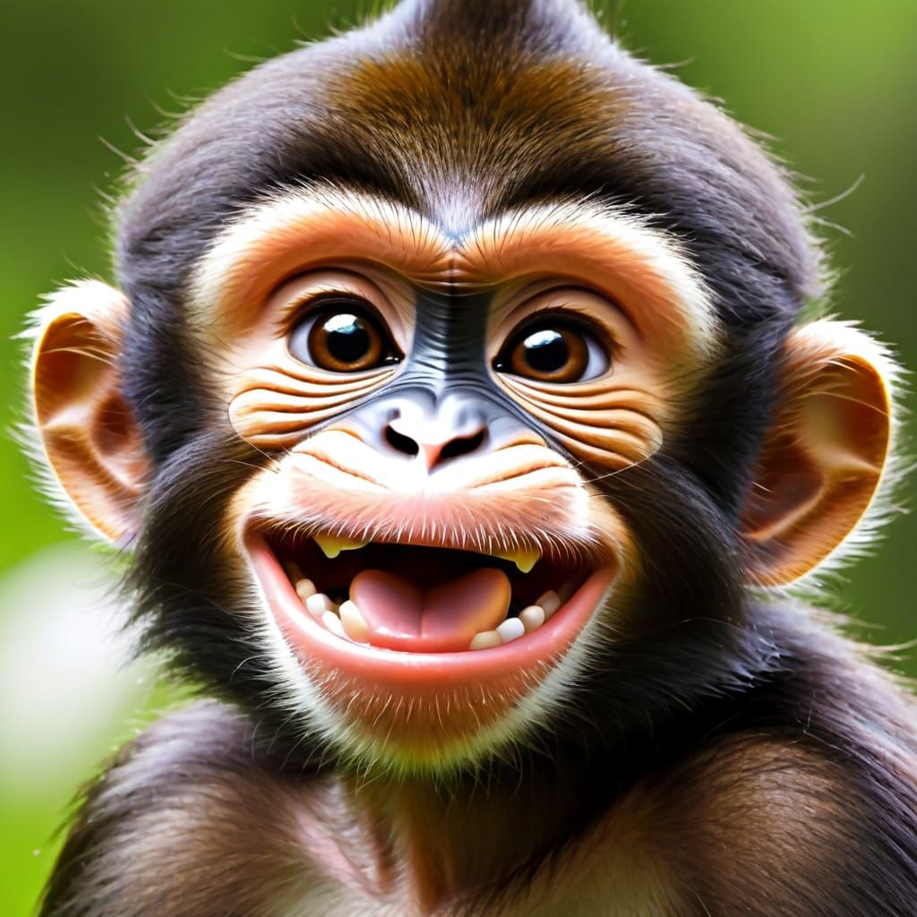 Cartoon Monkey Smiling Selfie