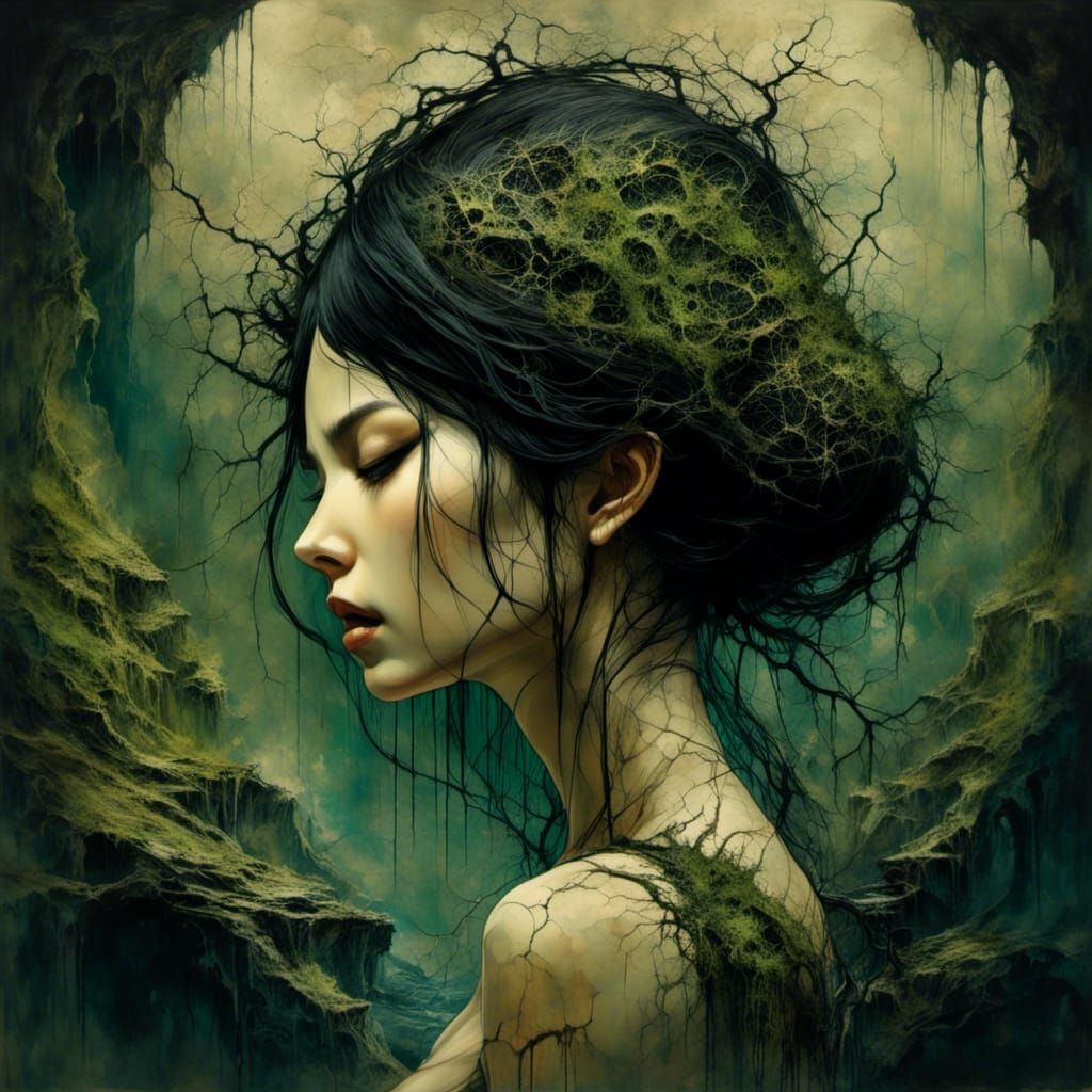 Tormented Woman in Lava Forest