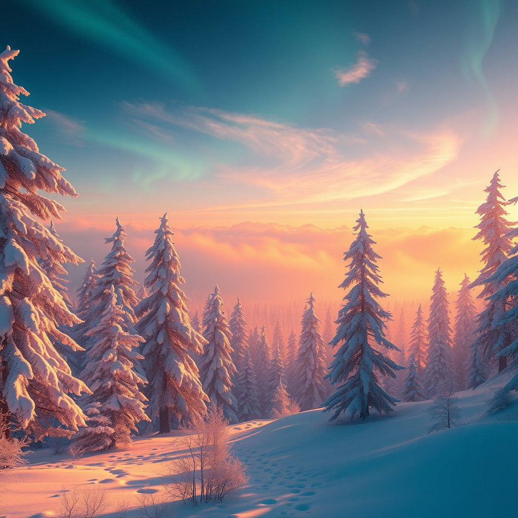 Breathtaking Winter Landscape in Dystopian Futurism Style