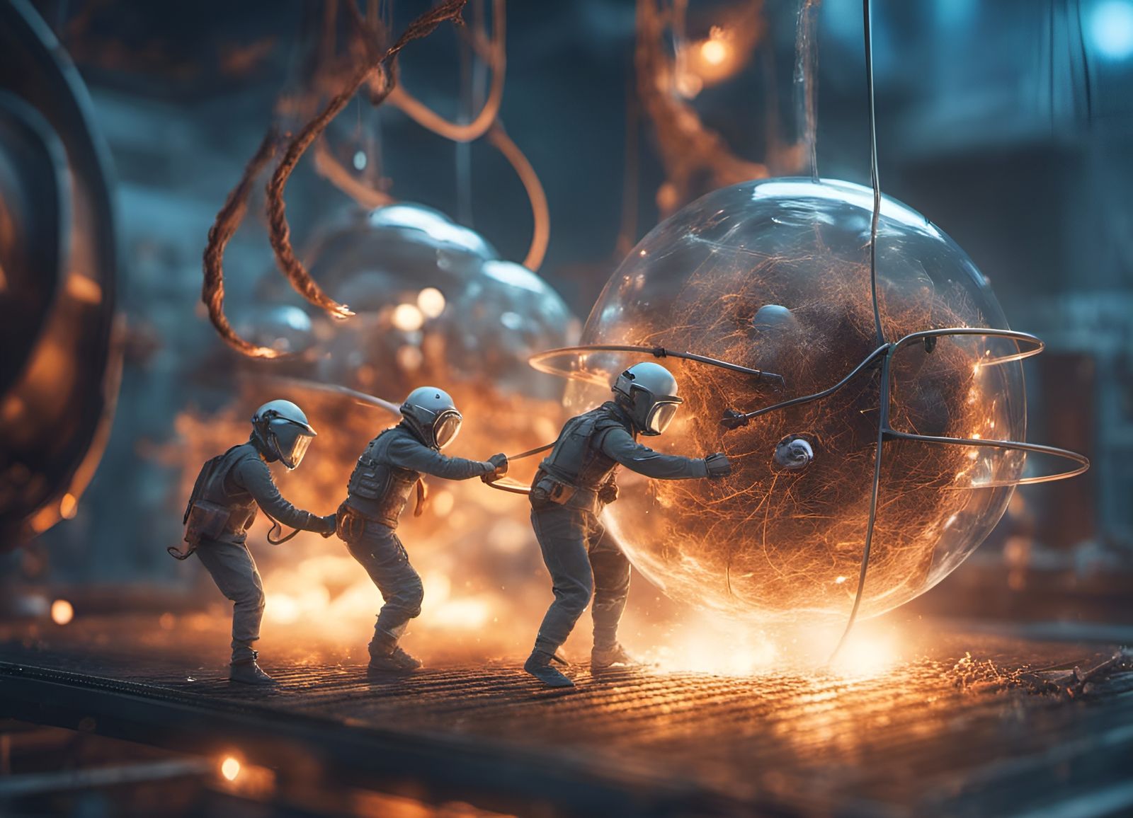 Miniature Workers Build Fantasy Anti-Gravity Biospheres