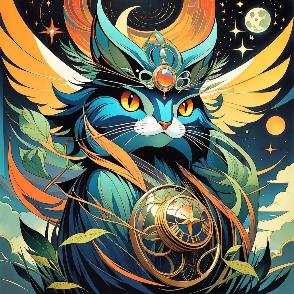 Twilight Cloudcore Scene in Art Nouveau Style