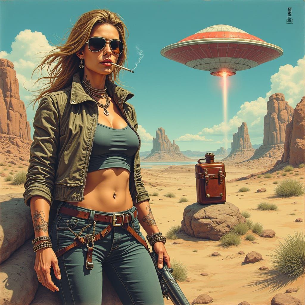 Heavy Metal Biker Album Art in 80s Style