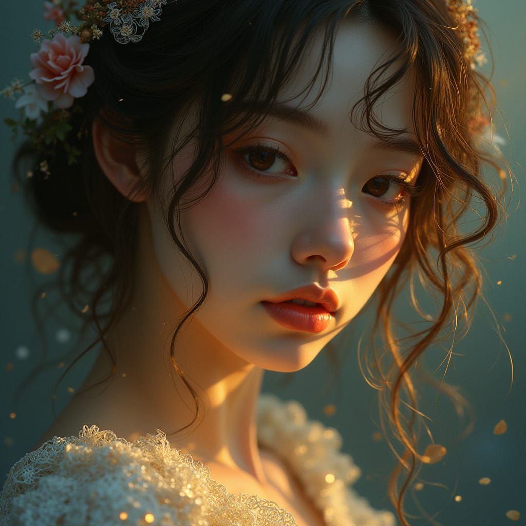 Ethereal Woman in Art Nouveau-Inspired Beauty