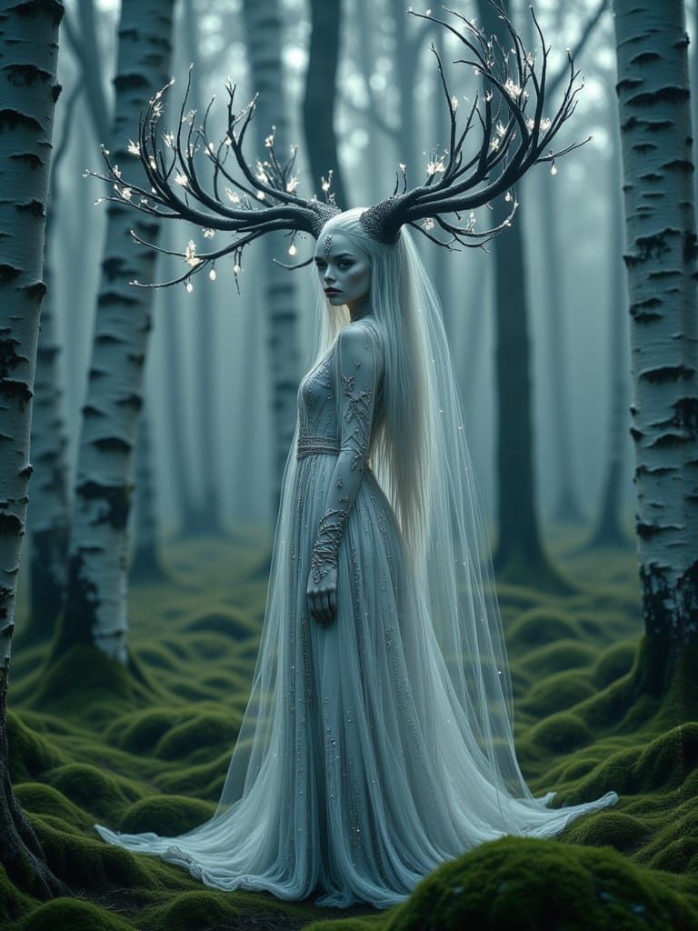 Goddess of the Birch Forest at Midnight