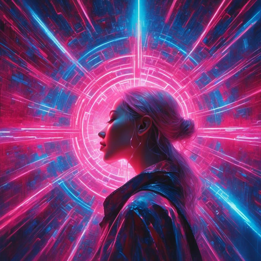 Radiant Compass Ascends in Synthwave Neon Retro