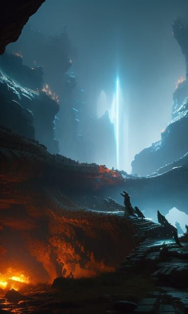 Epic Dragon in Cave: Dark Fantasy Concept Art