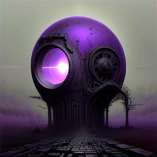 Surreal, Darkened Landscape in Post-Apocalyptic Style