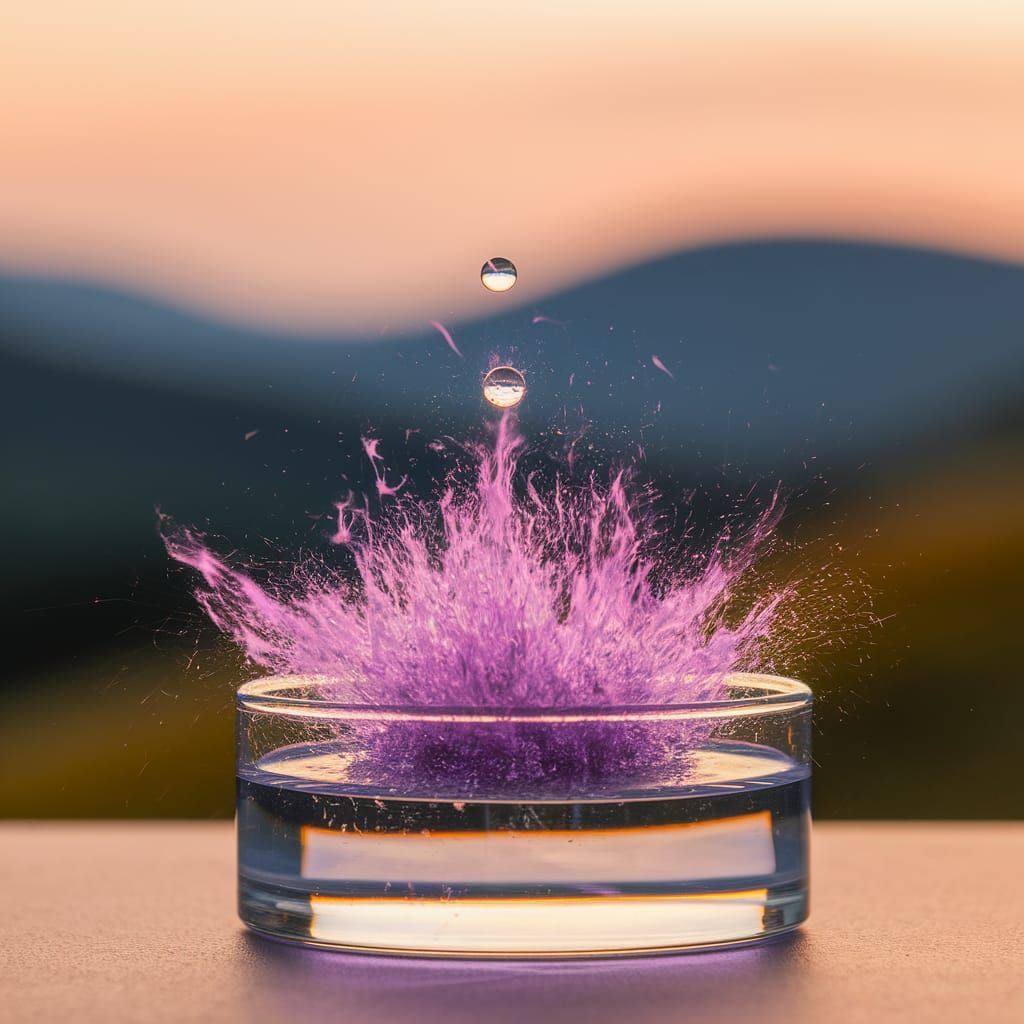 Potassium and Water Reaction: Lilac Flames