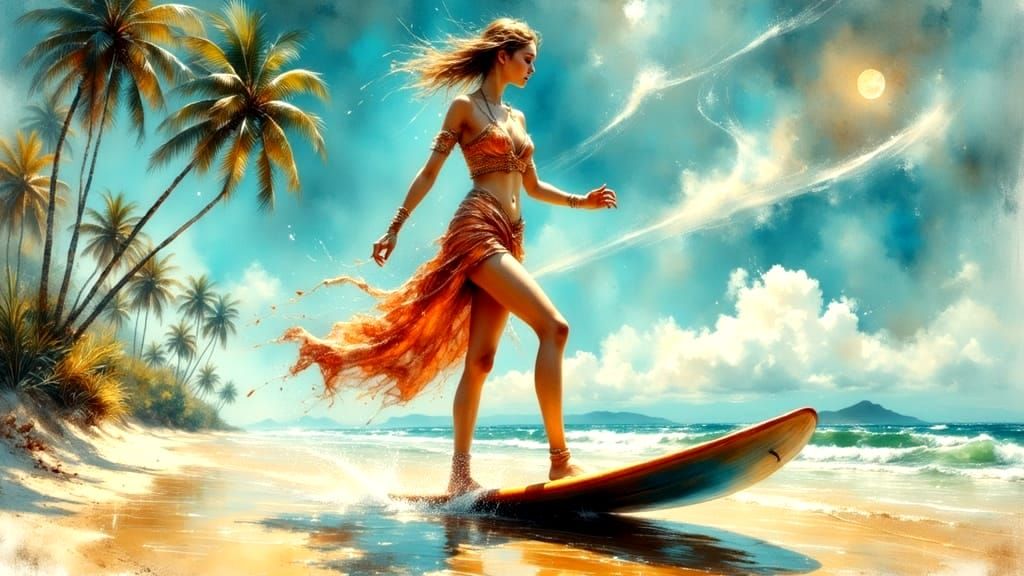 Ethereal Landscape in Flowing Watercolor Ink Style