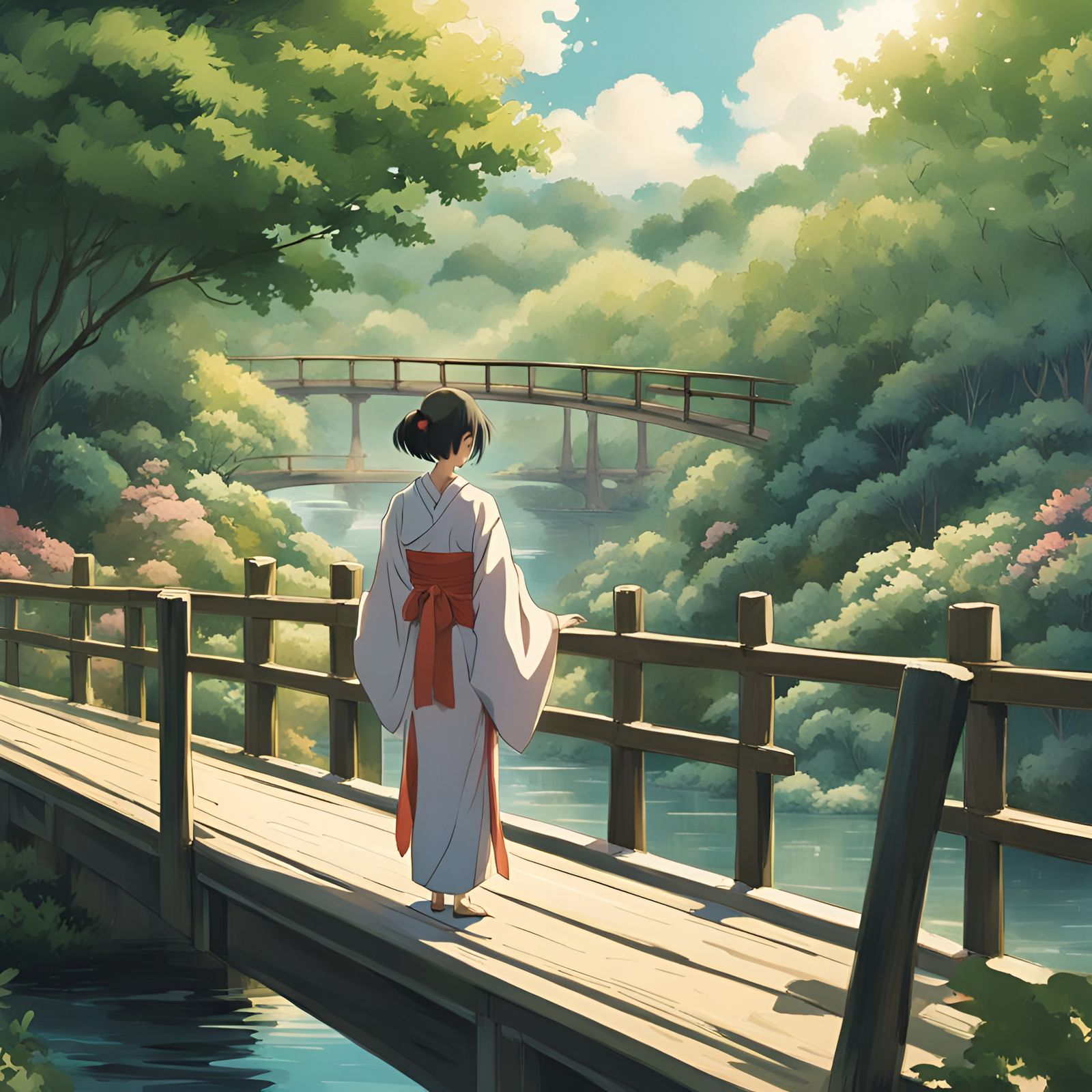 Woman in Kimono: Studio Ghibli Anime Visual
