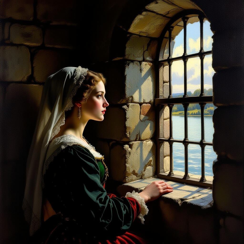 Maria Stuart Imprisoned at Castle Loch Leven: 16th Century O...