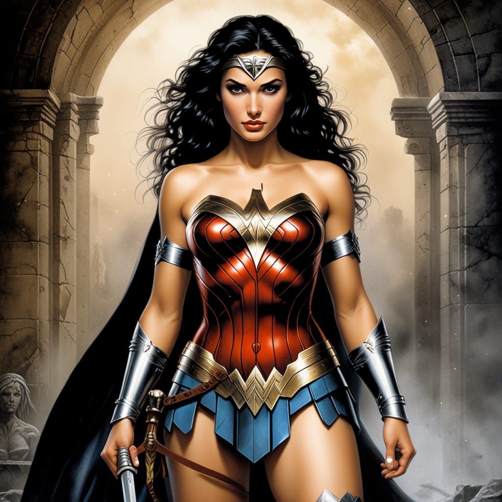 Wonder Woman in Dark Fantasy Art Style