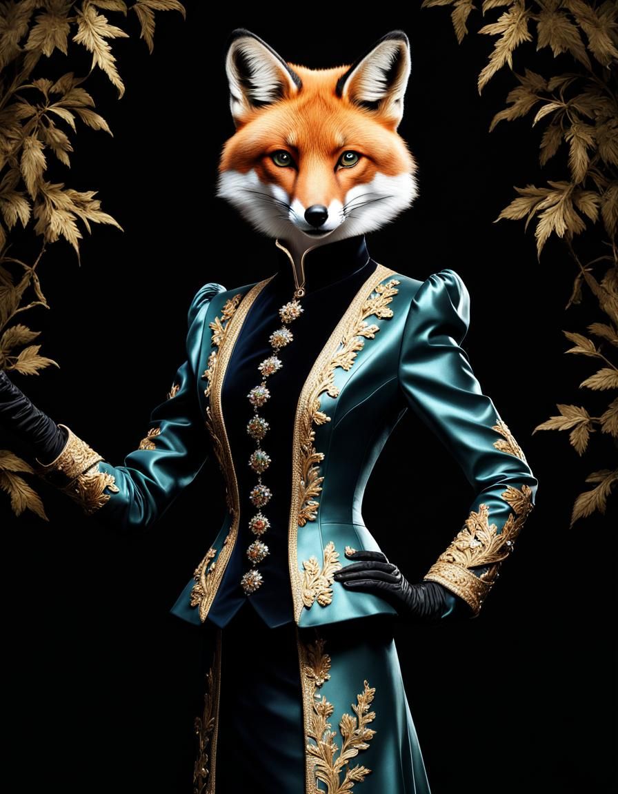 Anthropomorphic Fox Woman in Victorian Gothic Style