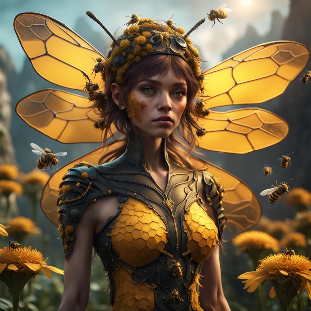 Fantastical Bee Fairy Concept Art in Deep Color