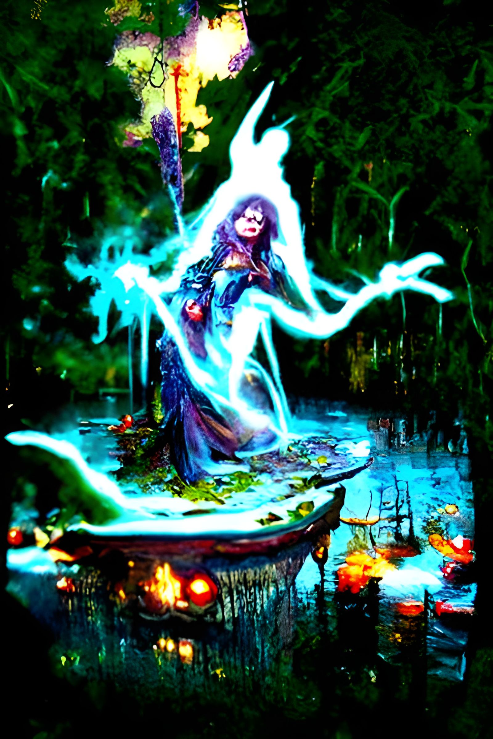 Ethereal Swamp Witch Casting Magic Spell