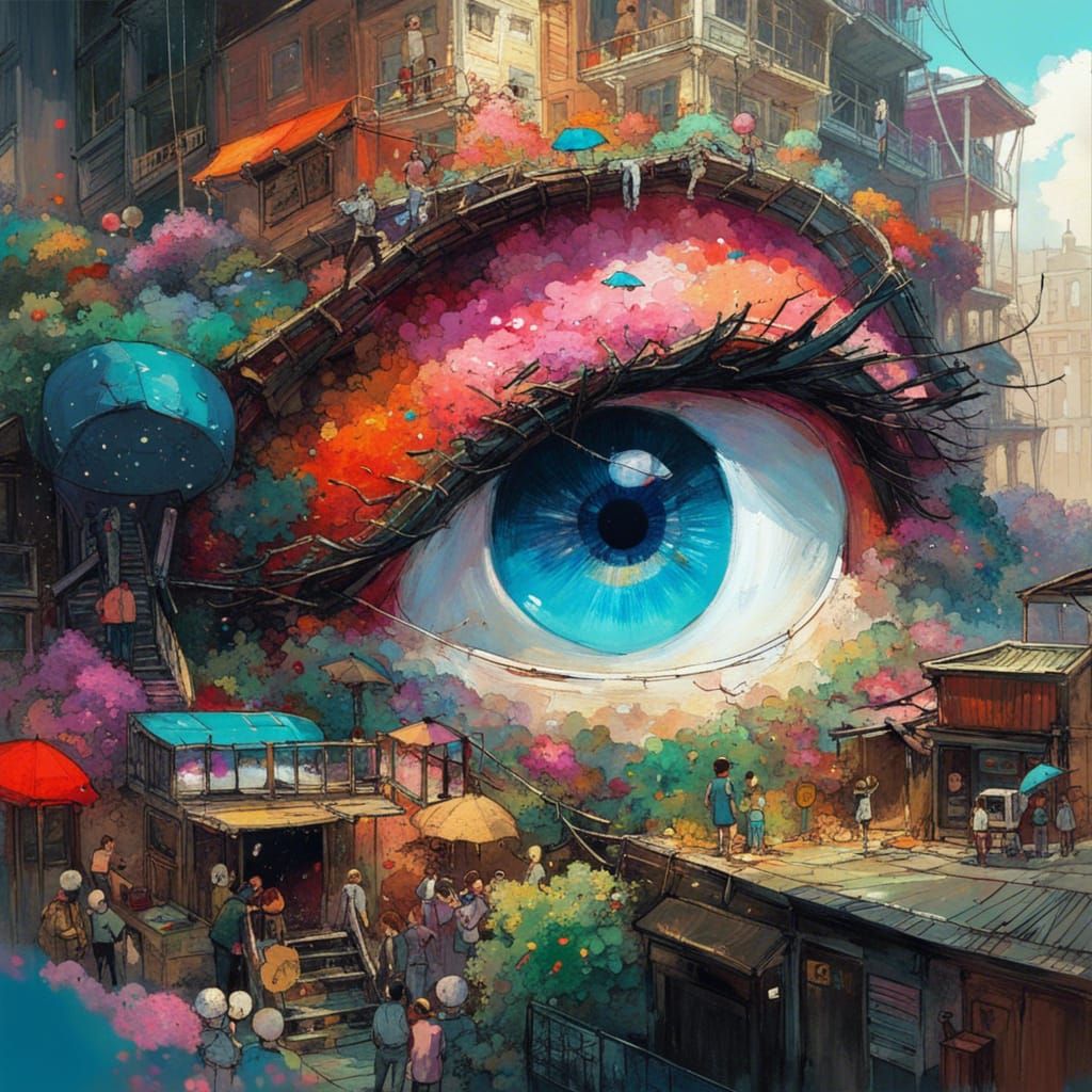Colorful Hyperdetailed Eye in Maximalist Painting Style
