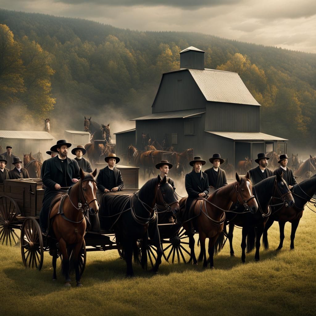 Amish People in Dramatic Digital Painting