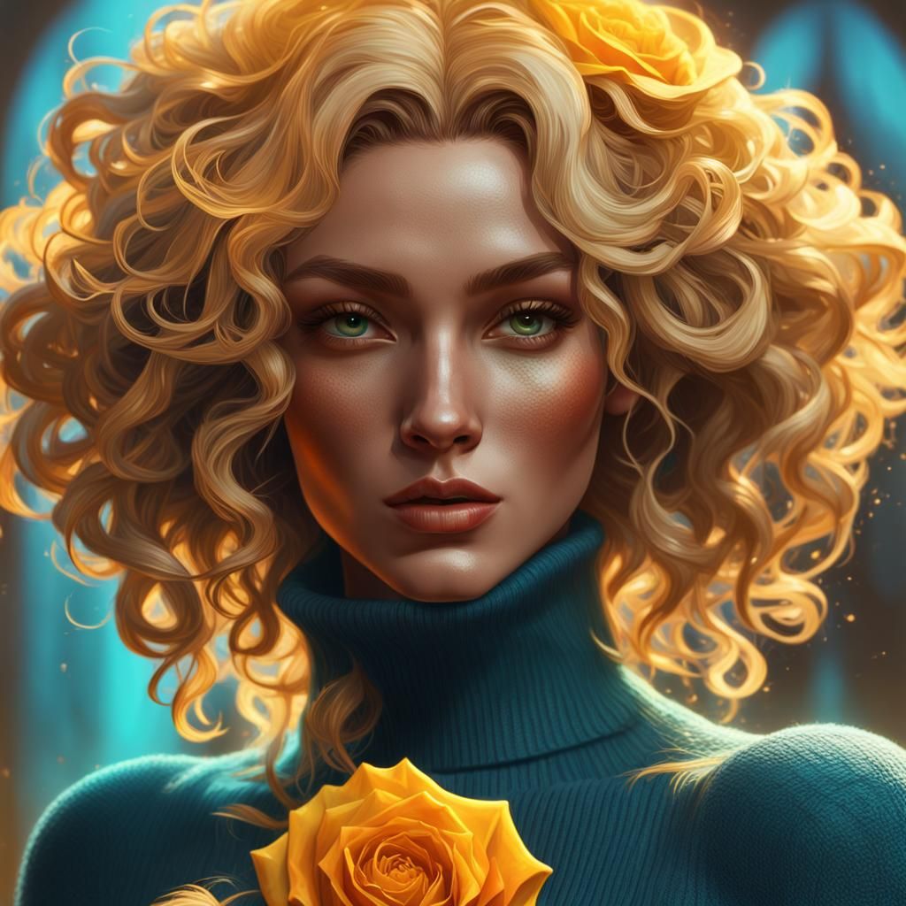 Girl with Rose: Hyperdetailed Concept Art