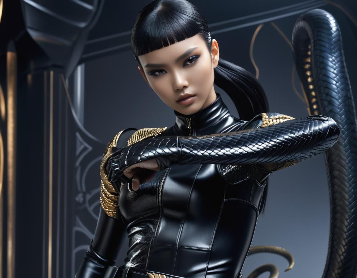 Futuristic Anime Woman in Heroic Pose