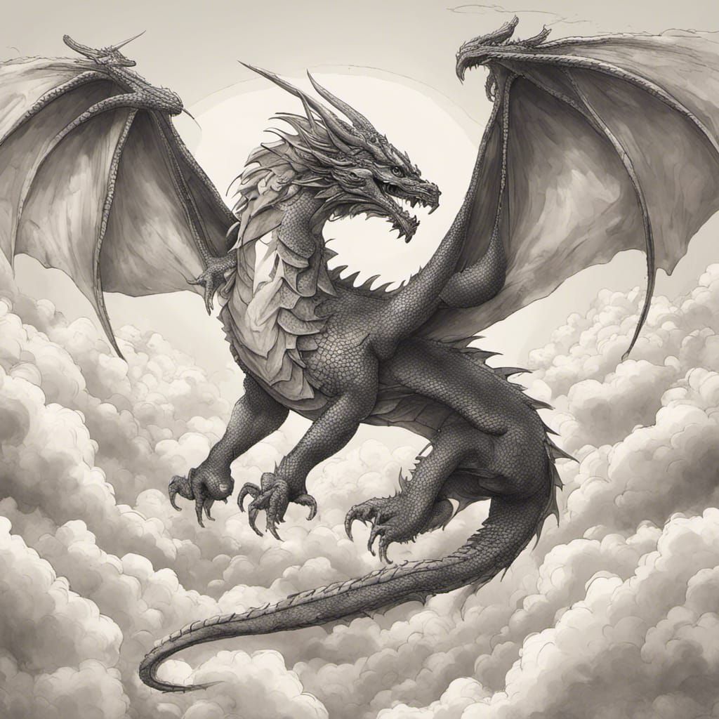 Majestic Dragon Soaring: Fantasy Concept Art