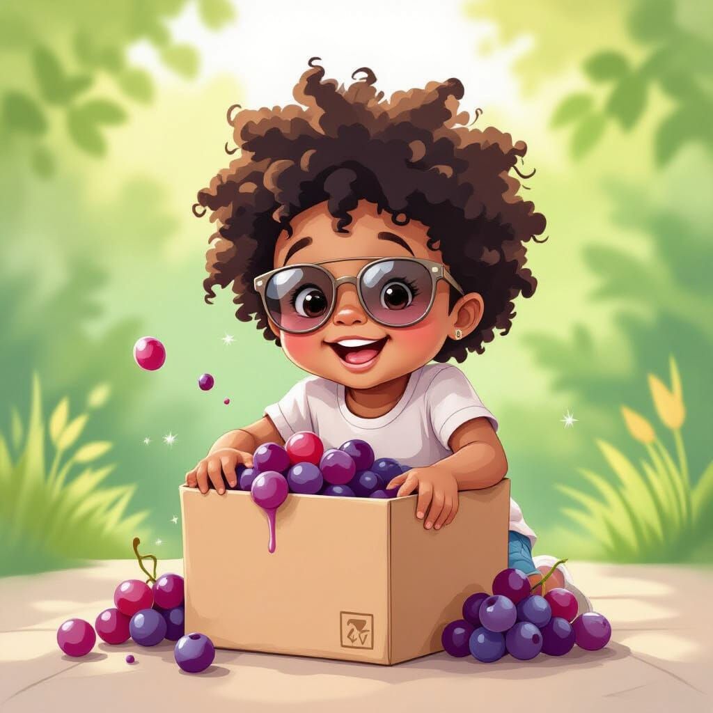 Cute Kiddo's Grape Juice Mishap in Pastel Style