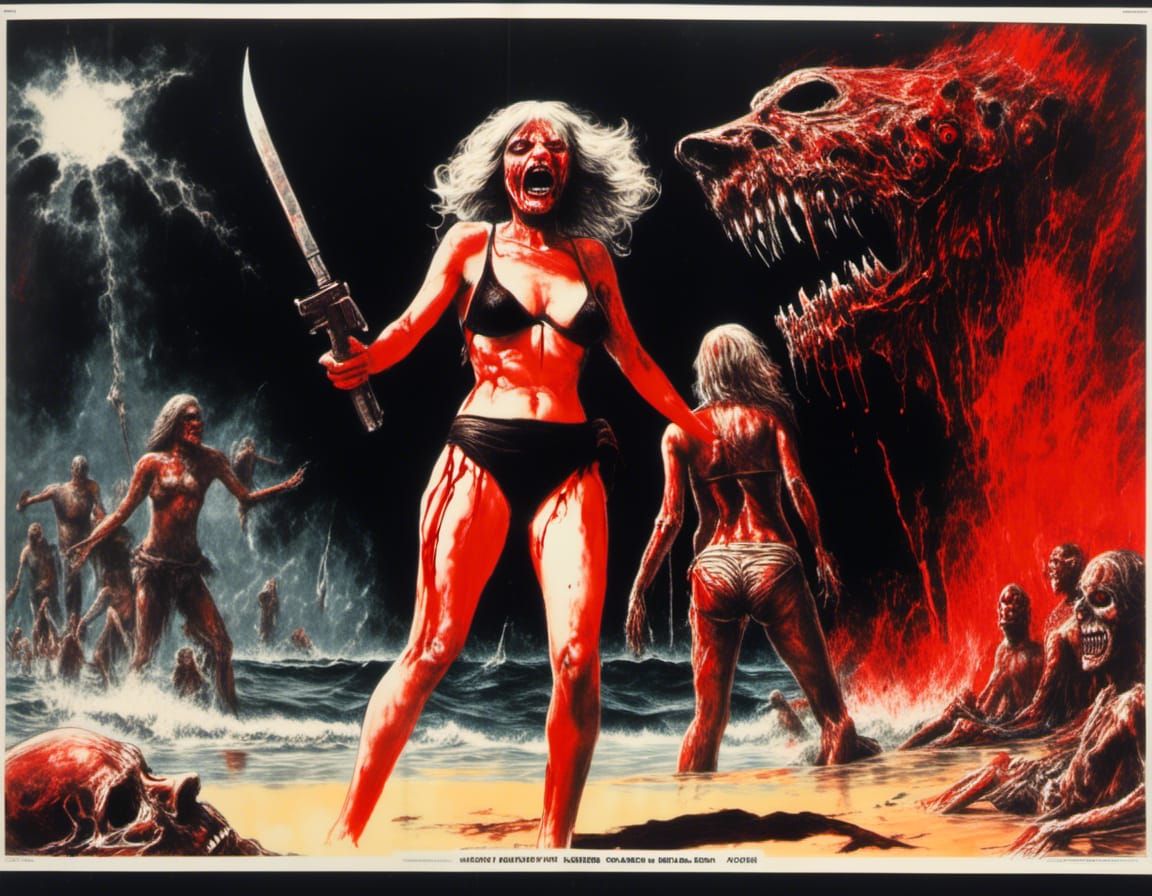 1970s Horror Movie Poster: Bikini Blood Beach