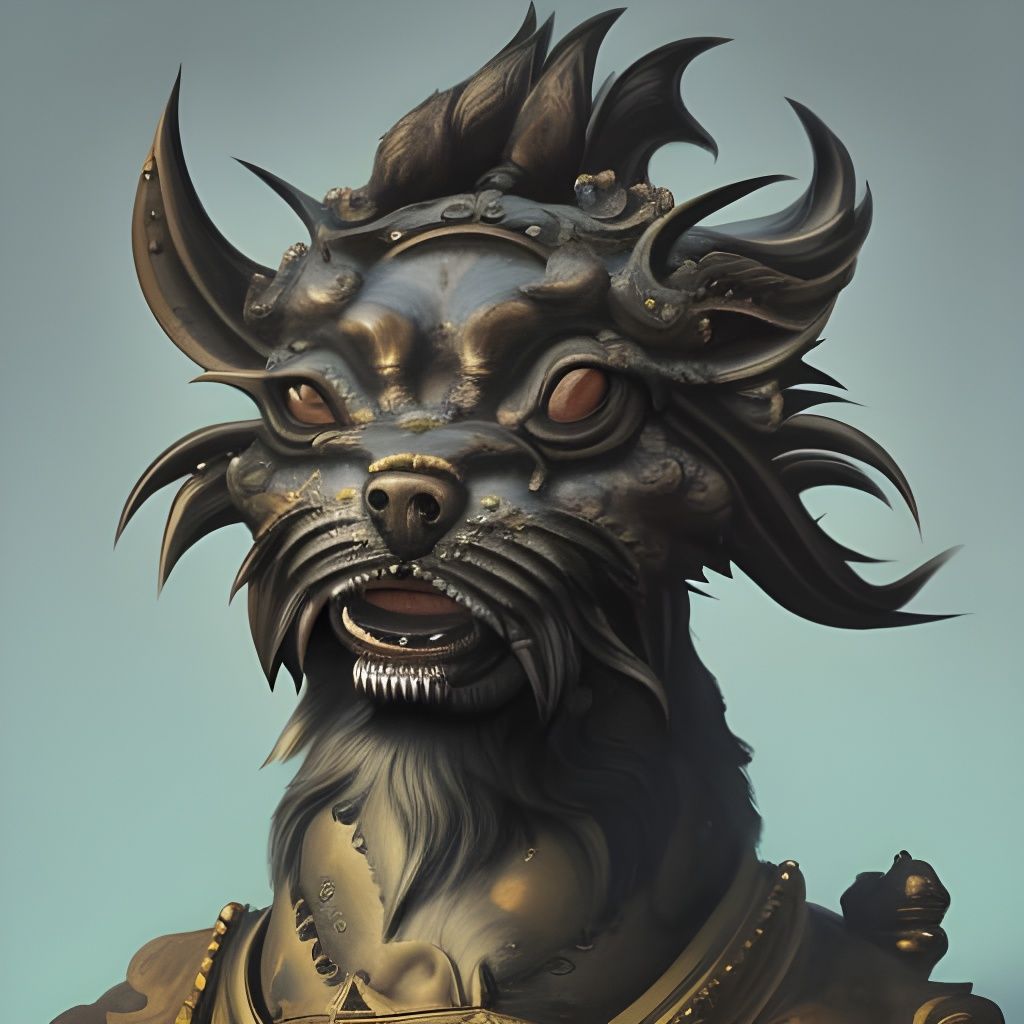 Hyperdetailed Foo Dog Portrait Concept Art