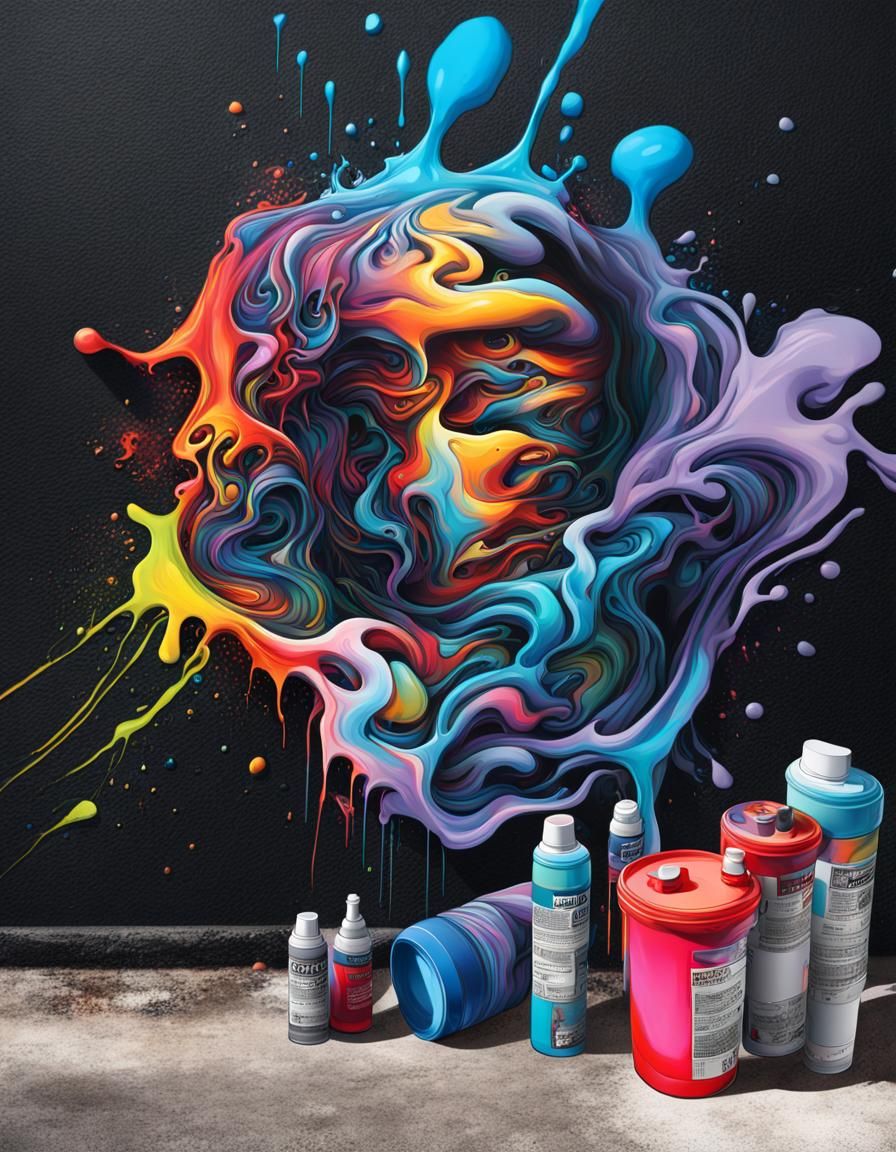 Colorful Polychromatic Graffiti Splash Art