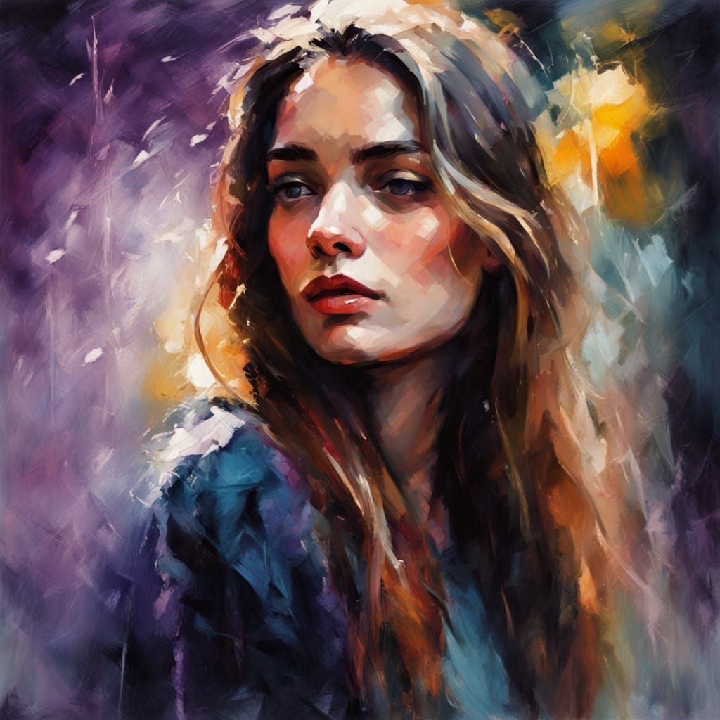 Moody Expressionist Portrait in Vibrant Oil Paints