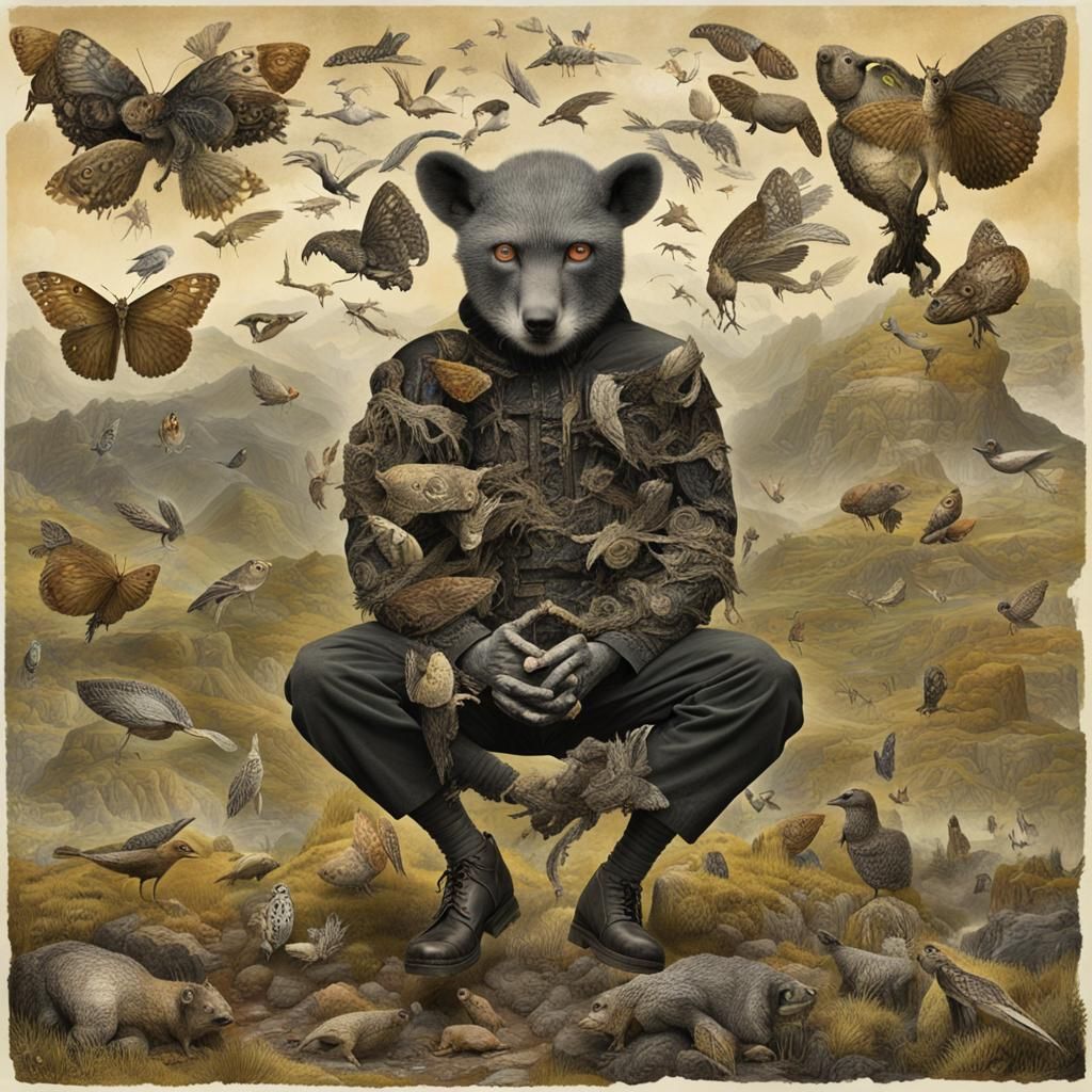 Mystical Creatures Soaring Through a Galactic Creation