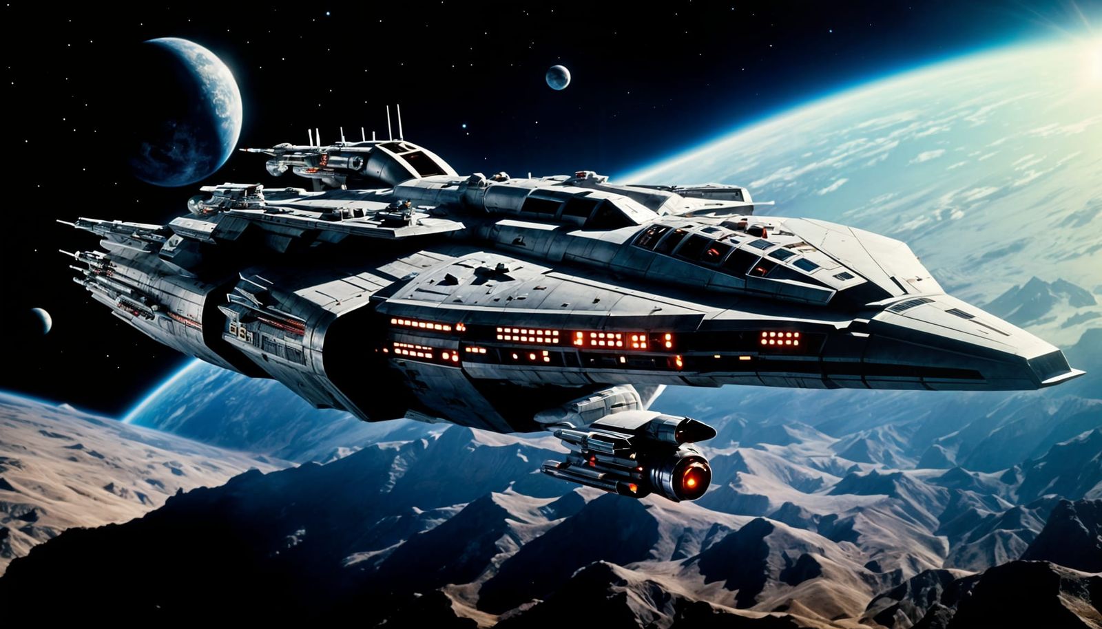 Huge ship from The menace beyond (early 1980s fictive space opera series)