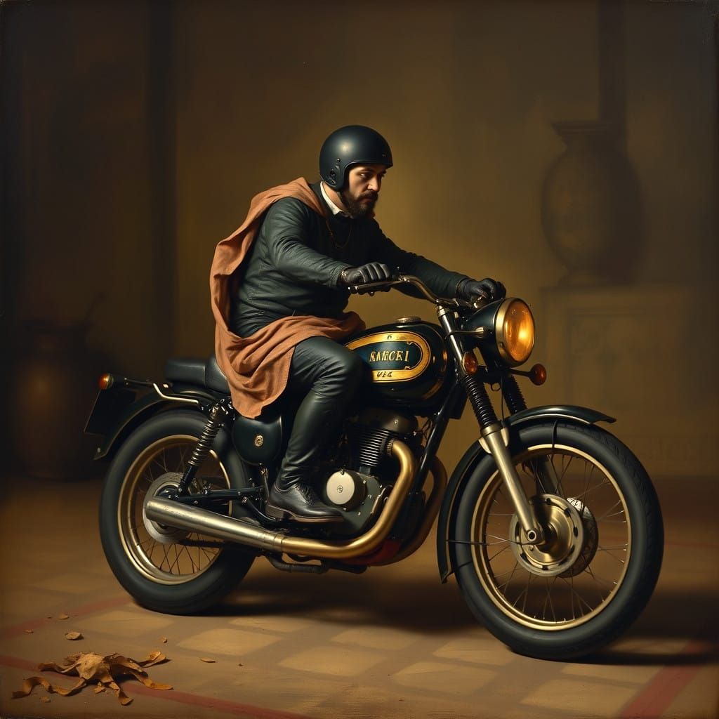 Motorcyclist in Baroque Style