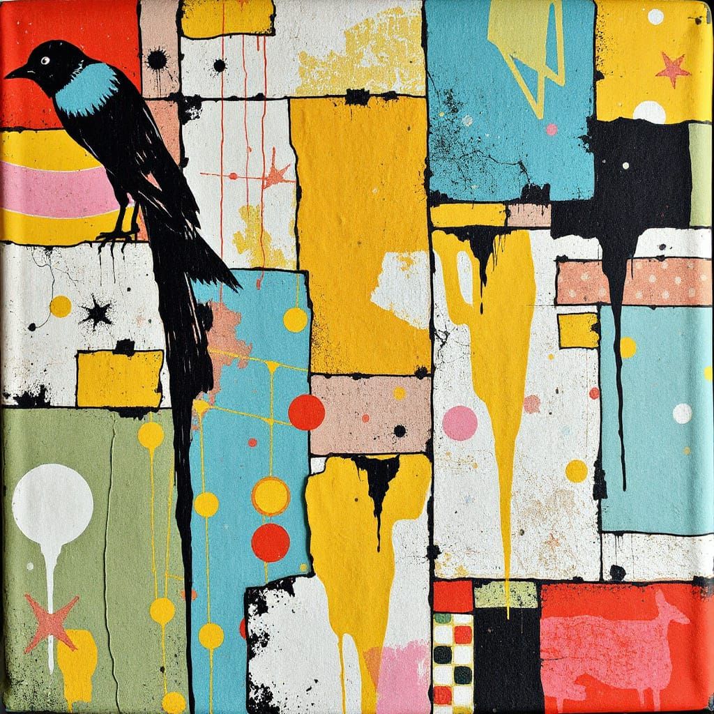 Grunge fushion. Abstract. Colors. Fragmented.