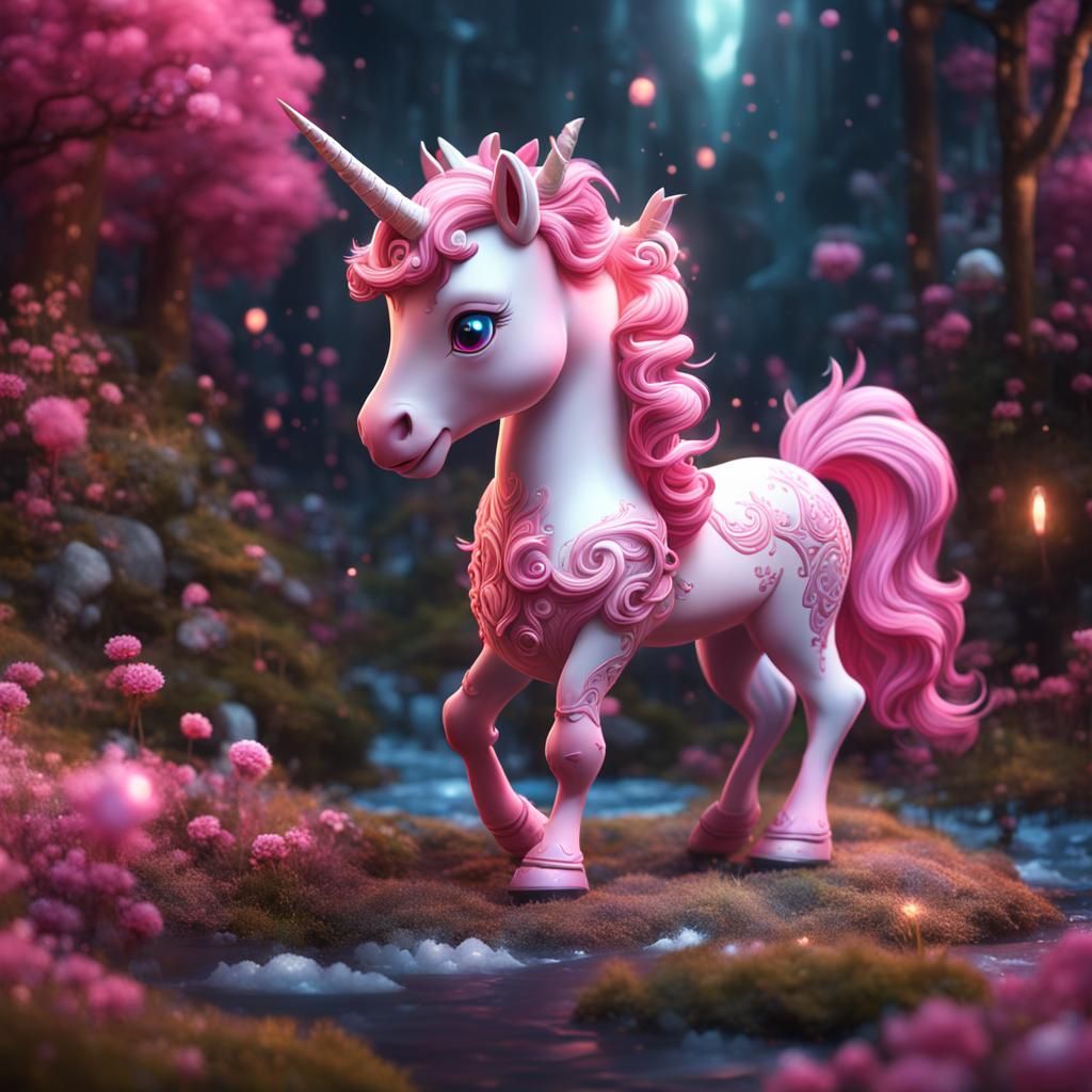 Pink Unicorn Princess: Detailed Fantasy Concept Art