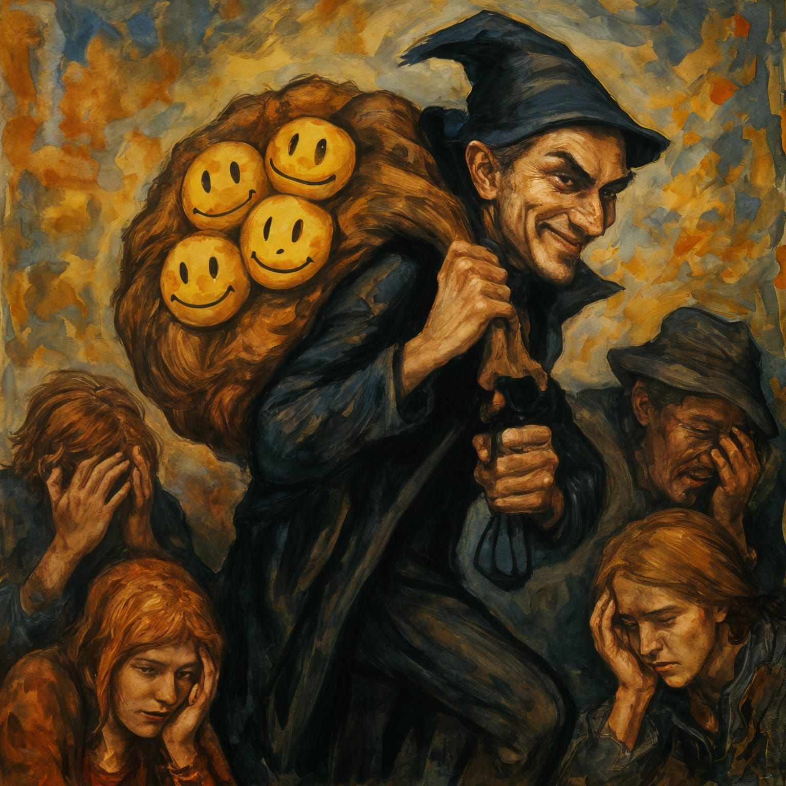 Super Villain Steals Smiles: Gouache and Watercolor Sketch