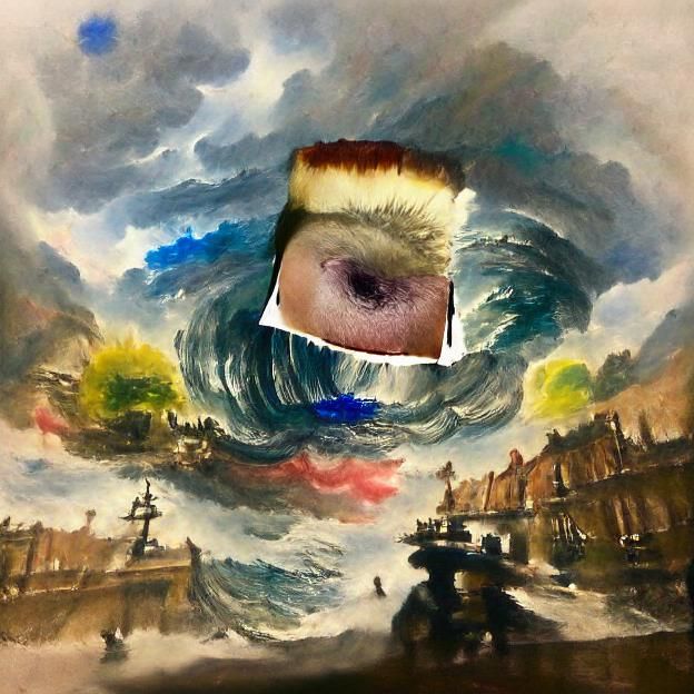 Stormy Ocean Scene in Chiaroscuro Style