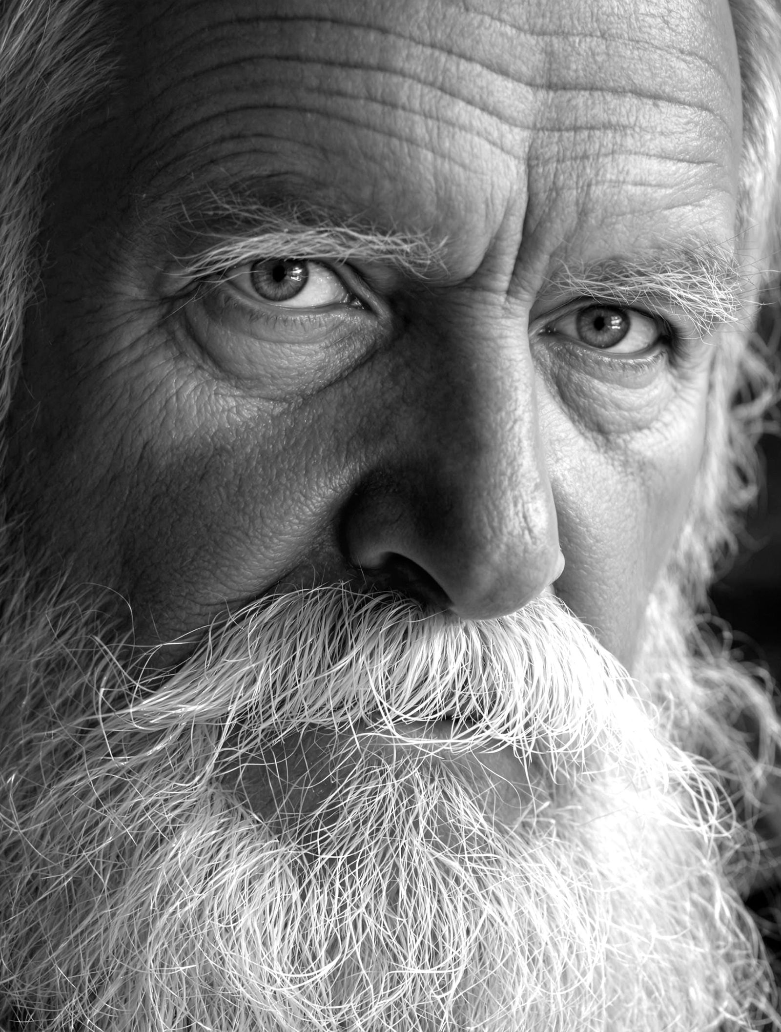 Wise Old Man Portrait with Long White Beard