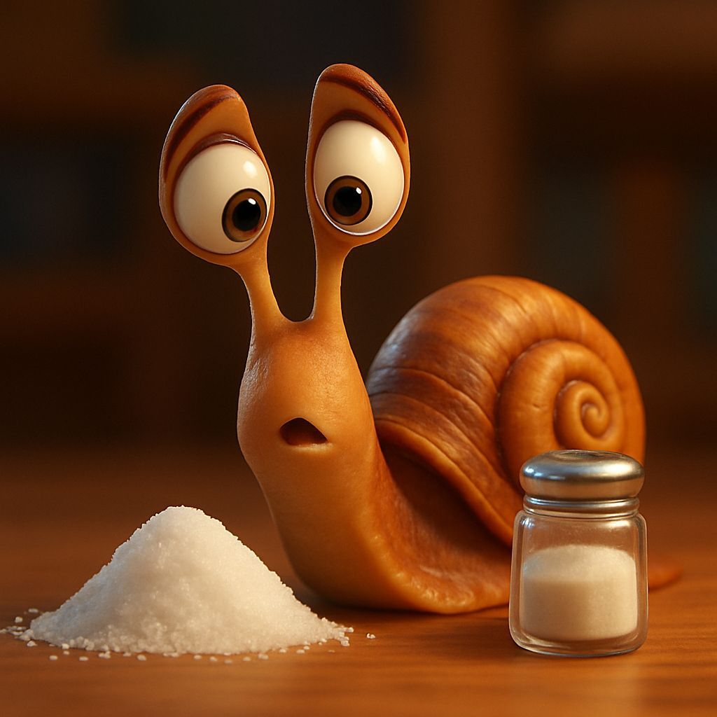 Curious Snail Wonders About Salt, Pixar Style