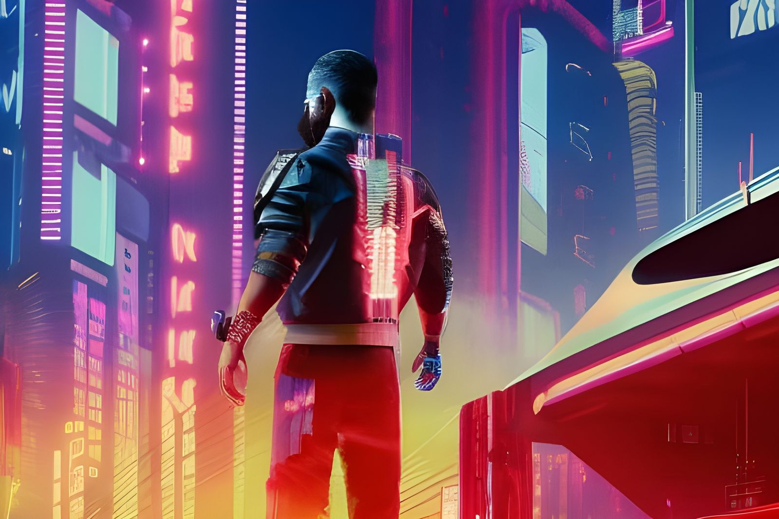 Neon Cityscape in Cyberpunk 2099 Style