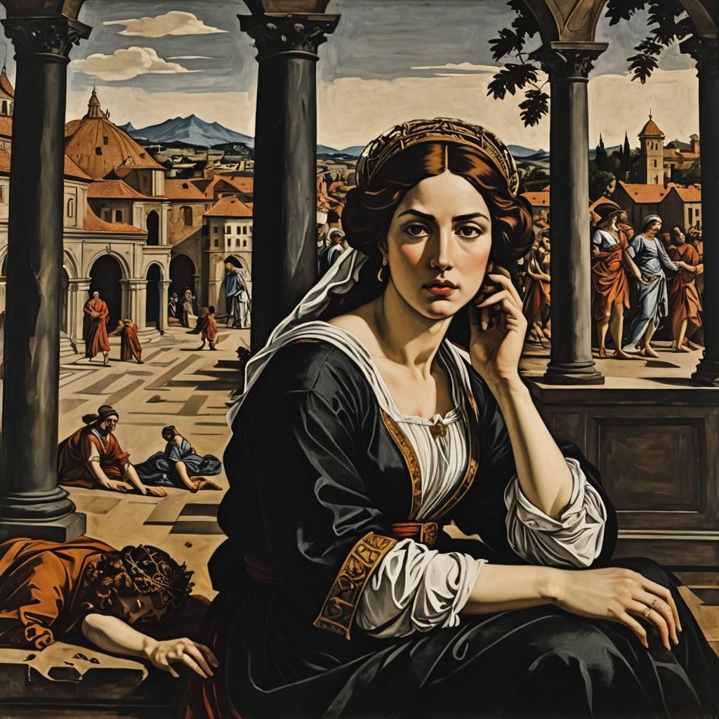 Fallen Lady of Babylon: European Ink Print